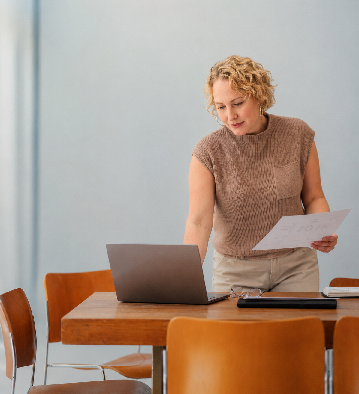Real estate agent reviewing transaction documents
